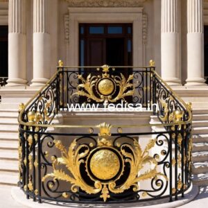 Decorative Brass Balcony Railing For Luxury Homes Stair Steel Railing Design With Glass