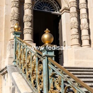 Artistic Brass Railing Design With Luxury Look Window Design For Staircase