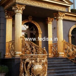 Decorative Brass Handrail With Artistic Detailing Stairs Side Grill Design