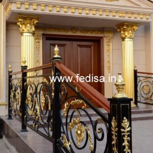 Stylish Brass Stair Railing With Premium Finish Best Steel Railing Design For Stairs