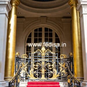 Luxury Brass Balcony Railing For Modern Architecture Spiral Design Stairs