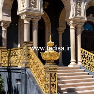 Elegant Brass Balcony Railing With Classic Design Modern Interior Stairs