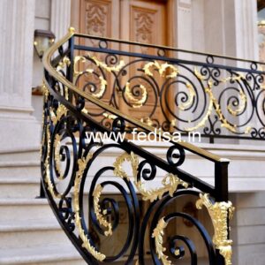 Stylish Brass Balcony Railing For Premium Homes Round Stairs Design Outdoor