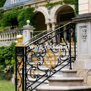 Antique Brass Balcony Railing Design For Interiors Staircase Landing Wall Design