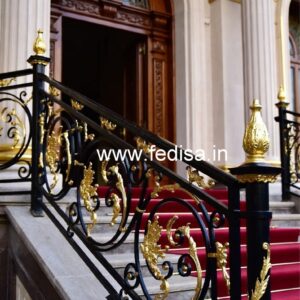 Premium Brass Stair Railing With Unique Design Closed Staircase Design