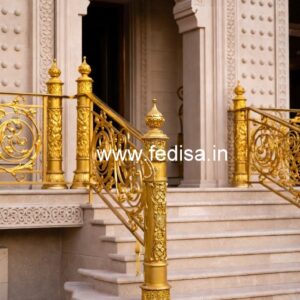 Elegant Brass Balcony Railing With Designer Style Staircase Design Wood And Glass
