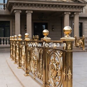 Premium Brass Handrail Design With Artistic Finish House Inside Stairs Design