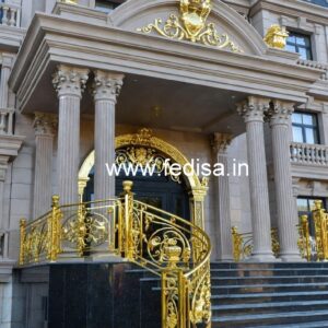 Luxury Brass Balcony Railing With Artistic Detailing Staircase Rooftop Design