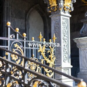 Stylish Brass Balcony Railing With Luxury Appeal House Design With Stairs In Front