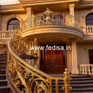 Handcrafted Brass Railing Design For Villas Duplex House Interior Steps