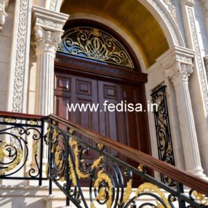 Brass Railing Design With Glass Combination Stair Bottom Design