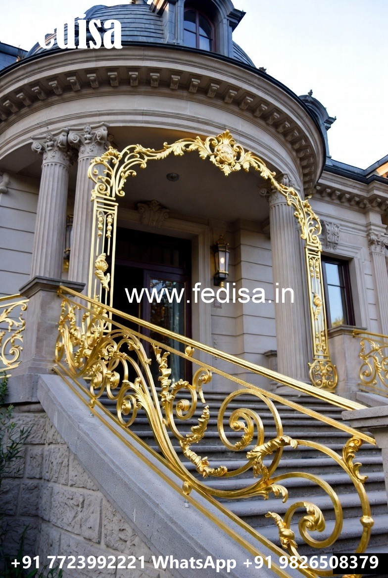 Heavy Duty Brass Railing Design For Durability Enclosed Staircase Design