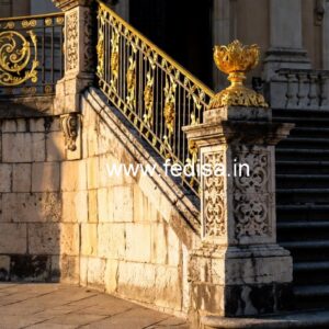 Elegant Brass Balcony Railing With Designer Look Scissor Staircase Design