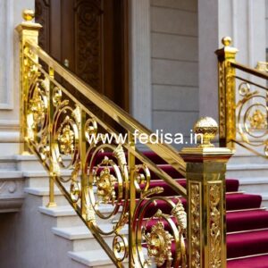Designer Brass Railing For Premium Interiors Tiles Design Stairs