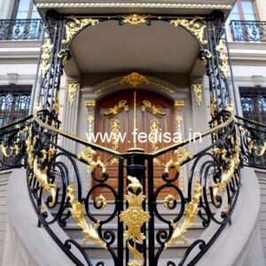Luxury Brass Railing With Intricate Detailing House Design With Front Stairs