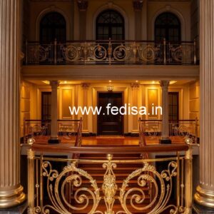 Brass Railing Design For Stylish Home Decor Open Concept With Stairs In Middle