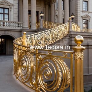 Premium Brass Balcony Railing With Artistic Work Low Cost Stair Design For Indian Houses