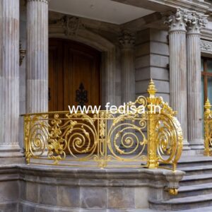 Stylish Brass Balcony Railing For Contemporary Homes Under Stairs Modern Design