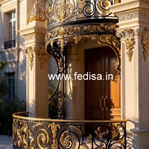 Luxury Brass Balcony Railing With Elegant Finish Modern Staircase Design Outside Home