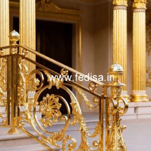 Custom Brass Railing Design For Staircase Interiors Pop Stairs Design