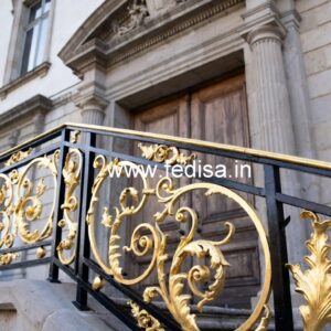 Premium Brass Balcony Railing With Fine Finish Glass Color Etching Designs For Staircase