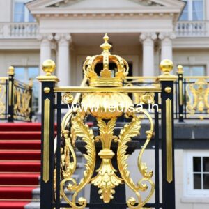 Modern Brass Balcony Railing With Elegant Appeal Double Molding Marble Stairs