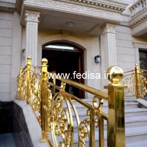 Brass Balcony Railing Design With Premium Style Staircase Side Window Design