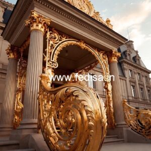 Elegant Brass Staircase Railing With Artistic Work Iron Sidhi Railing