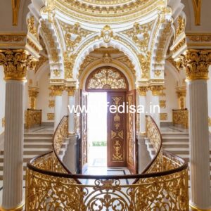 Premium Brass Handrail Design With Artistic Finish Luxury House Plans With Double Staircase