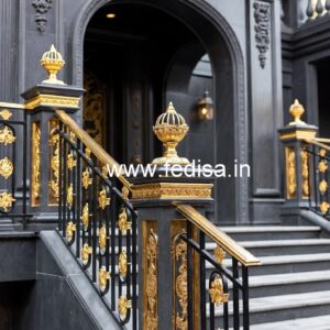 Elegant Brass Stair Railing With Classic Finish Emergency Exit Staircase Design
