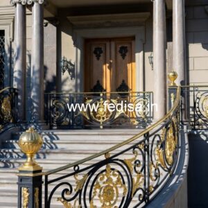 Luxury Brass Stair Railing For Royal Homes Steel And Wood Staircase Design