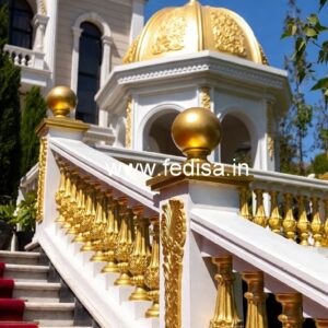 Elegant Brass Balcony Railing Design For Villas 10 Feet Height Staircase Design