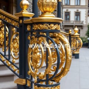 Stylish Brass Staircase Railing With Decorative Elements Staircase Wall Interior Design