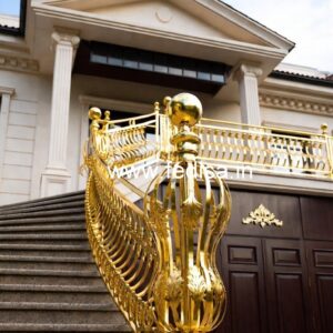 Stylish Brass Balcony Railing For Contemporary Homes Covered Staircase Design