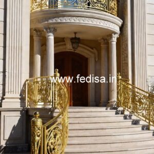 Decorative Brass Handrail With Artistic Detailing Steel Stair Pillar Design