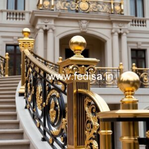 Decorative Brass Railing Design With Unique Patterns Safe Stairs Design