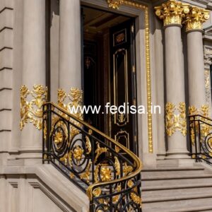 Brass Balcony Railing Design With Luxury Touch Stair Step Tiles Design