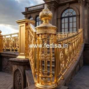 Luxury Brass Balcony Railing For Modern Architecture Row House Staircase Design