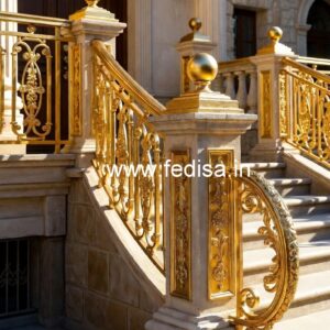 Antique Brass Stair Railing For Classic Homes Staircase Design With Wood And Glass