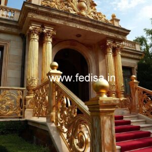 Designer Brass Railing Design With Artistic Finish Window Design In Staircase