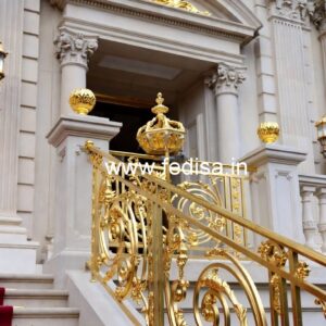 Stylish Brass Balcony Railing With Designer Look Staircase With Central Stringer Beam