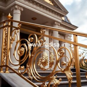 Designer Brass Stair Railing For Luxury Interiors Design Of Wooden Stair Railing