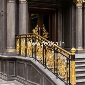 Luxury Brass Balcony Railing For Designer Spaces Half Circle Stairs Design