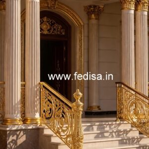 Premium Brass Stair Railing With Unique Design Open Stairwells