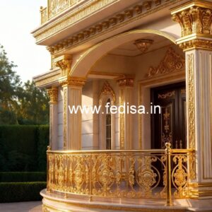 Stylish Brass Staircase Railing With Decorative Finish External Staircase Railing Design