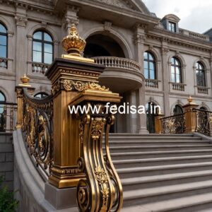 Elegant Brass Staircase Railing With Artistic Work Staircase Design Low Cost