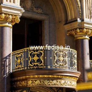 Brass Balcony Railing Design For Premium Decor L Shaped Stairs For Small Spaces