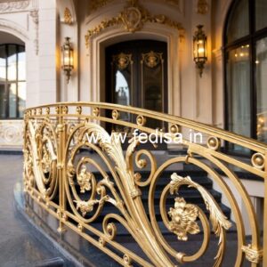 Premium Brass Handrail Design With Artistic Finish Double Helix Staircase Design