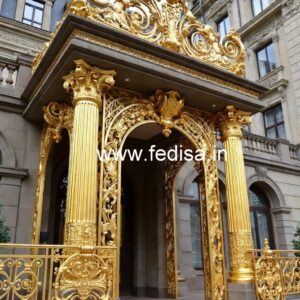 Modern Brass Railing Design With Stylish Finish Stairs Mandir Design