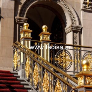 Traditional Brass Railing Design For Indian Homes Living Room Staircase Wall Design